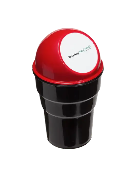 Red Car Cup Holder Trash Can w/Berkley SW logo